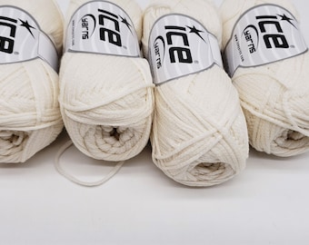 Cream Cotton yarn, Lot of 4 Skeins Ice Yarns Knitting yarn Yarn for knitting crochet 4 skeins Cotton yarn Ice yarn