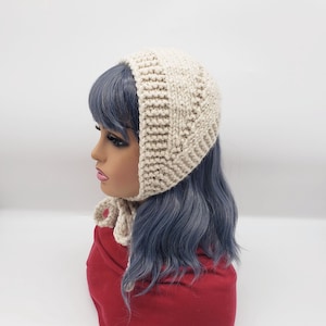 Hand Knit Wool Bonnet: Chunky Retro 1950s Style
