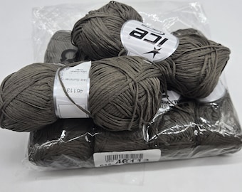 Khaki Cotton Yarn Skeins - Ice Yarns Knitting Crochet - 6 Skein Lot
