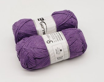 Purple Cotton Yarn: 2 Skeins for Knitting Crochet