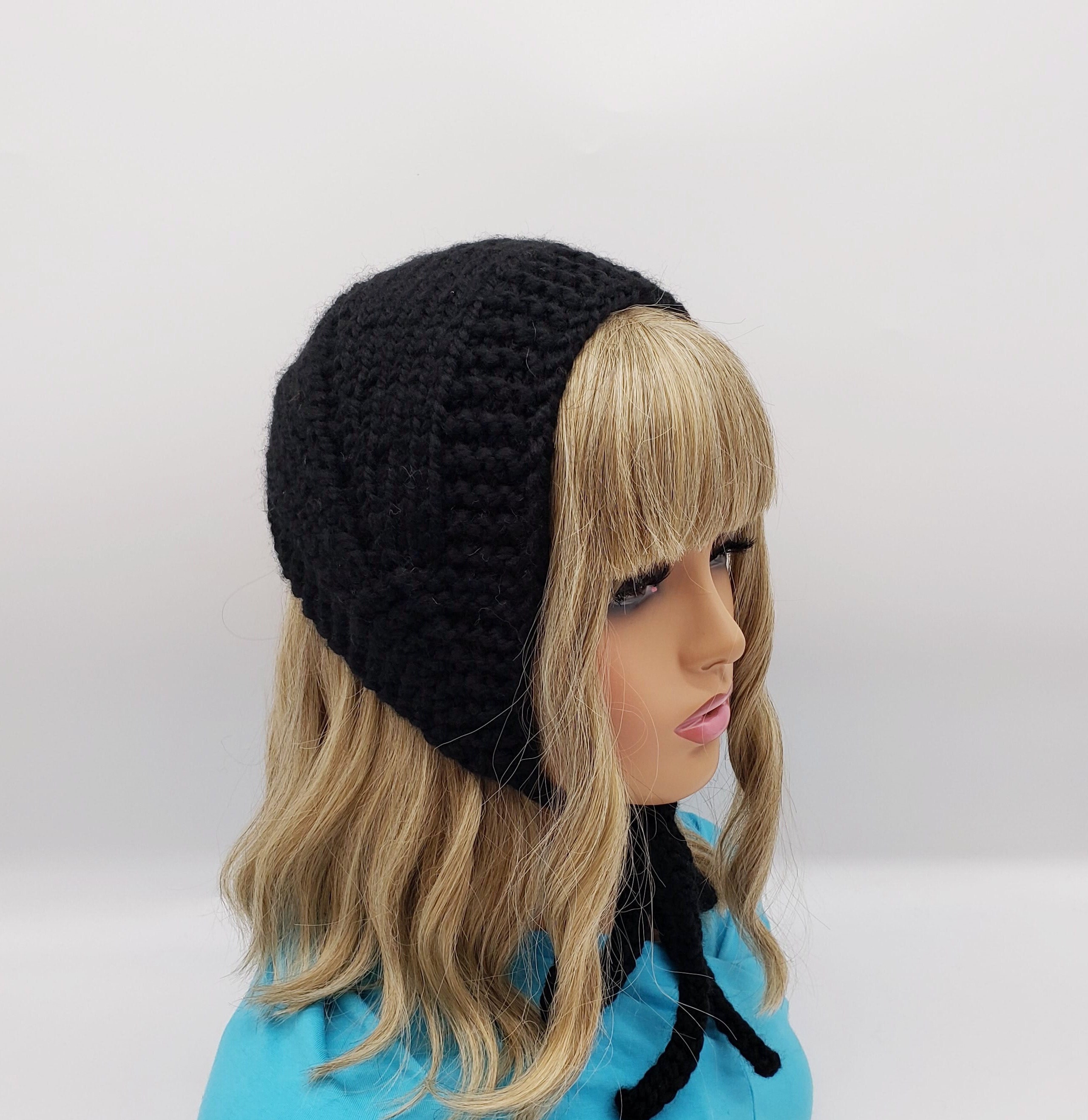 Vintage Handmade Knit Hat Black and White - Etsy