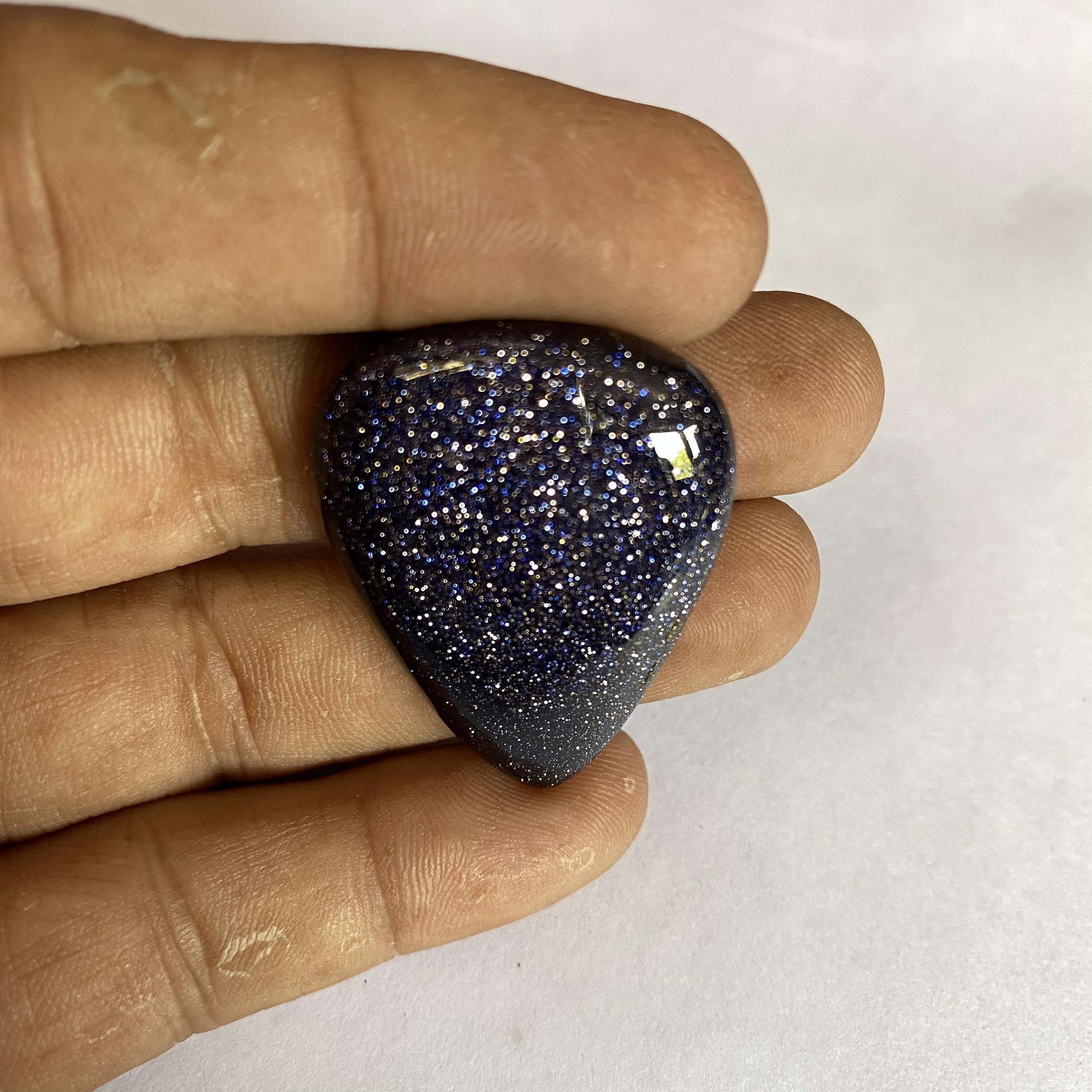 Natural Blue Goldstone Cabochon Gemstone unique Blue Sunstone Etsy