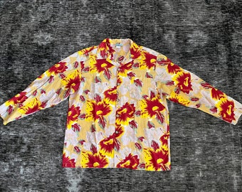 Vintage Rare Cotton Aloha Shirt Long Sleeve Oscar and Alex made USA Size XL