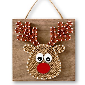 5&quot; x 5&quot; Rendieren String Art Kit | DIY volwassen tiener kerstvakantie ambachtelijke project