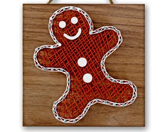 5" x 5" Gingerbread Man String Art Kit | DIY Adult Christmas Craft Project