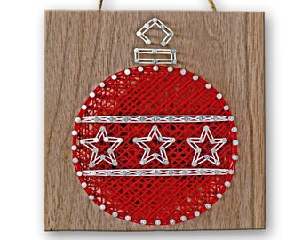 5" x 5" Christmas Ornament String Art Kit | DIY Adult Holiday Craft Project