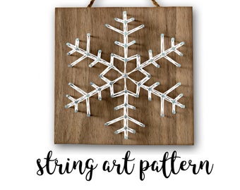 Snowflake String Art PATTERN | DIY Christmas Winter Holiday Adult Art Craft Project Template