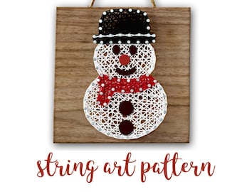 Snowman String Art PATTERN | DIY Christmas Winter Holiday Adult Art Craft Project Template