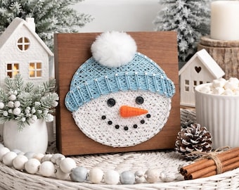 Snowman Face String Art Pattern - Printable PDF - DIY Winter Farmhouse Decor