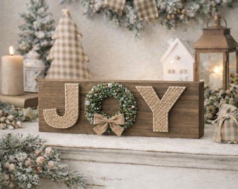 JOY Wreath String Art Pattern - PDF imprimable - Décoration de Noël DIY