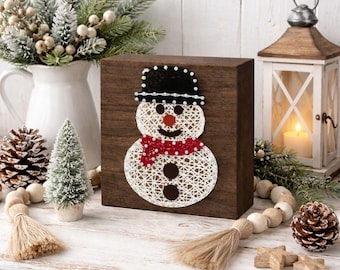 Snowman String Art Pattern - Printable PDF - DIY Christmas Decor