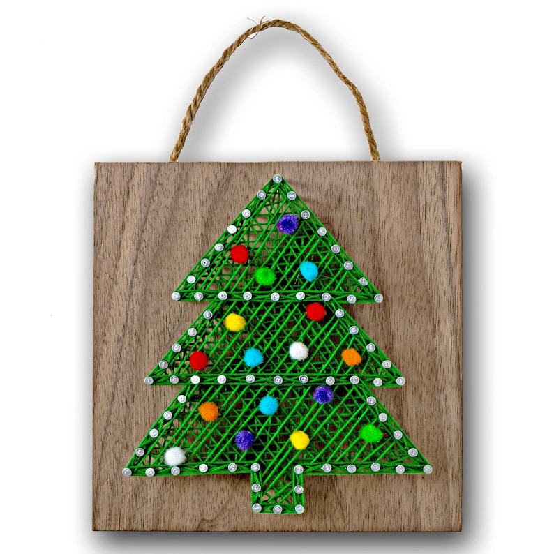 5 x 5 Mini Christmas Tree String Art Kit DIY Adult Holiday Craft Project image 1