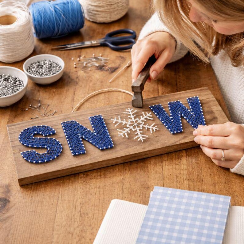 SNOW String Art Pattern - Printable PDF - DIY Rustic Winter Home Decor ...