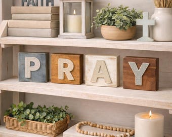 Pray Blocks String Art Pattern - Printable PDF - DIY Christian Farmhouse Decor