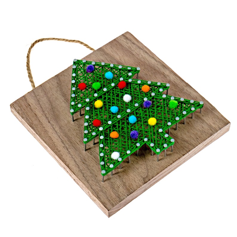 5 x 5 Mini Christmas Tree String Art Kit DIY Adult Holiday Craft Project image 3