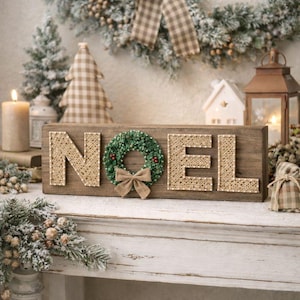 Wreath NOEL String Art Pattern - Printable PDF - DIY Rustic Christmas Decor
