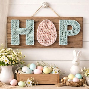 Easter Egg HOP String Art-patroon - digitale pdf - DIY boerderijdecoratie