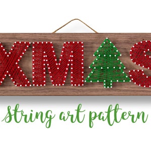 Merry Xmas String Art PATTERN | DIY Christmas Holiday Adult Art Craft Project Template