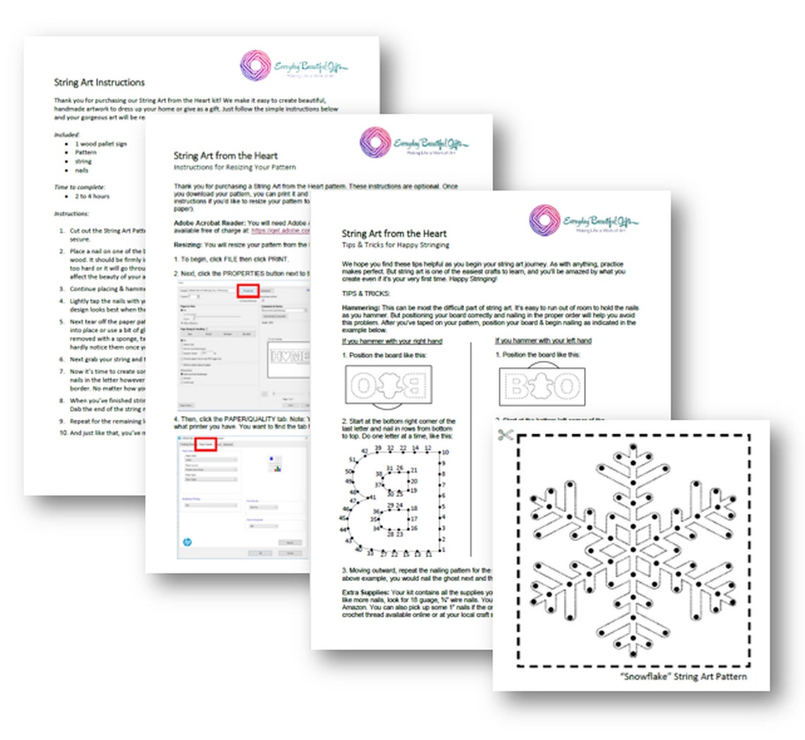 Snowflake String Art PATTERN DIY Christmas Winter Holiday Etsy