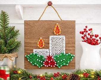 Candle String Art Pattern - Printable PDF - DIY Christmas Decor