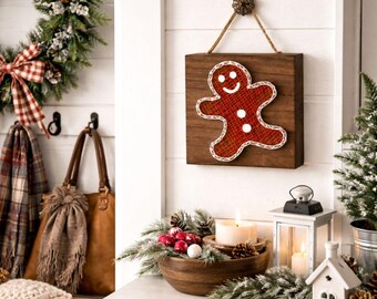 Gingerbread Man String Art Pattern - Printable PDF - DIY Christmas Decor