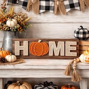 Patrón de arte con cuerdas para una casa de calabaza - PDF imprimible - Decoración rústica otoñal DIY