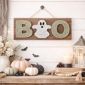 Patrón de arte con cuerdas BOO - PDF imprimible - Decoración de Halloween DIY