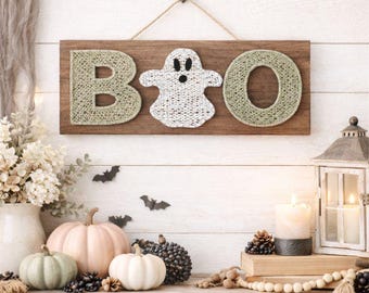 BOO String Art Pattern - Printable PDF - DIY Halloween Decor