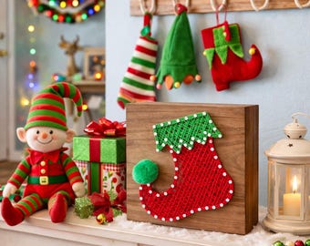 Elf Boot String Art Pattern - Printable PDF - DIY Christmas Decor