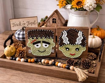 Frankenstein & Bride String Art Patterns - Printable PDF - DIY Halloween Bundle