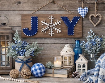 JOY Snowflake String Art Pattern - Printable PDF - DIY Winter Home Decor