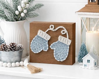 Mitten Pair String Art Pattern - Printable PDF - DIY Winter Farmhouse Decor