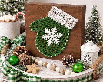 Mitten String Art Pattern - Printable PDF - DIY Winter Farmhouse Decor