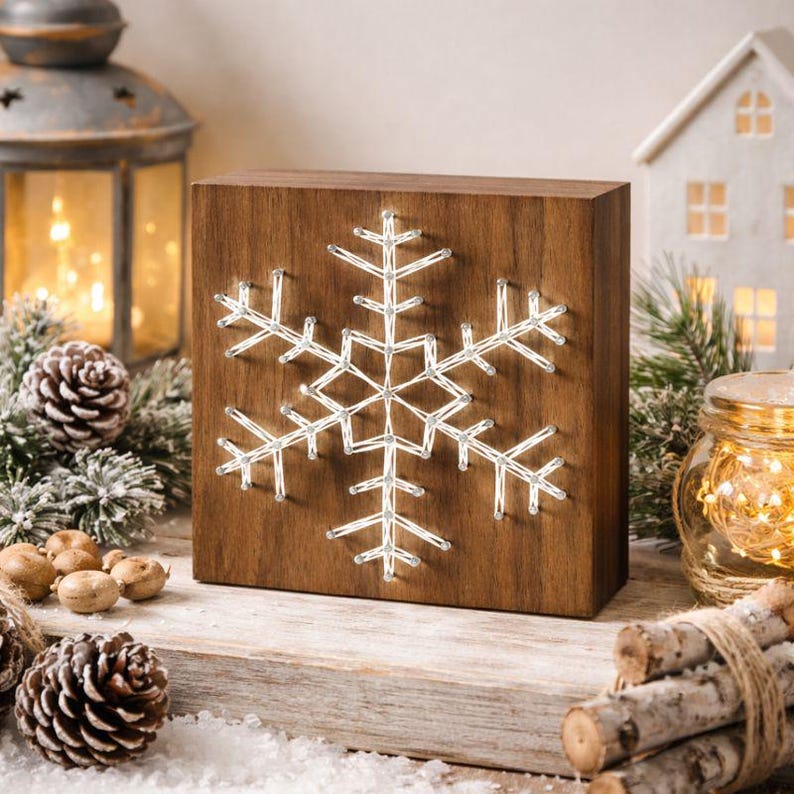 Snowflake String Art PATTERN - Printable PDF - DIY Rustic Winter Home ...