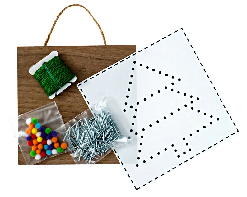 5 x 5 Mini Christmas Tree String Art Kit DIY Adult Holiday Craft Project image 2