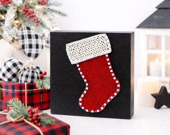 Stocking String Art Pattern - Printable PDF - DIY Christmas Decor
