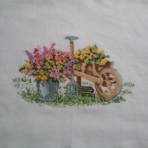 Completed Wheelbarrow with Flowers.