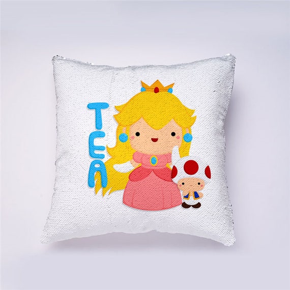 Personalized Princess Peach Sequin Mermaid Pillowcase 16x16 Etsy