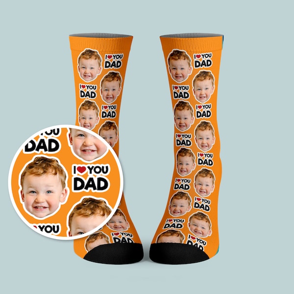 Father's Day Socks - Funny faces cute gift #1 dad best dad we love dad I love dad fathers