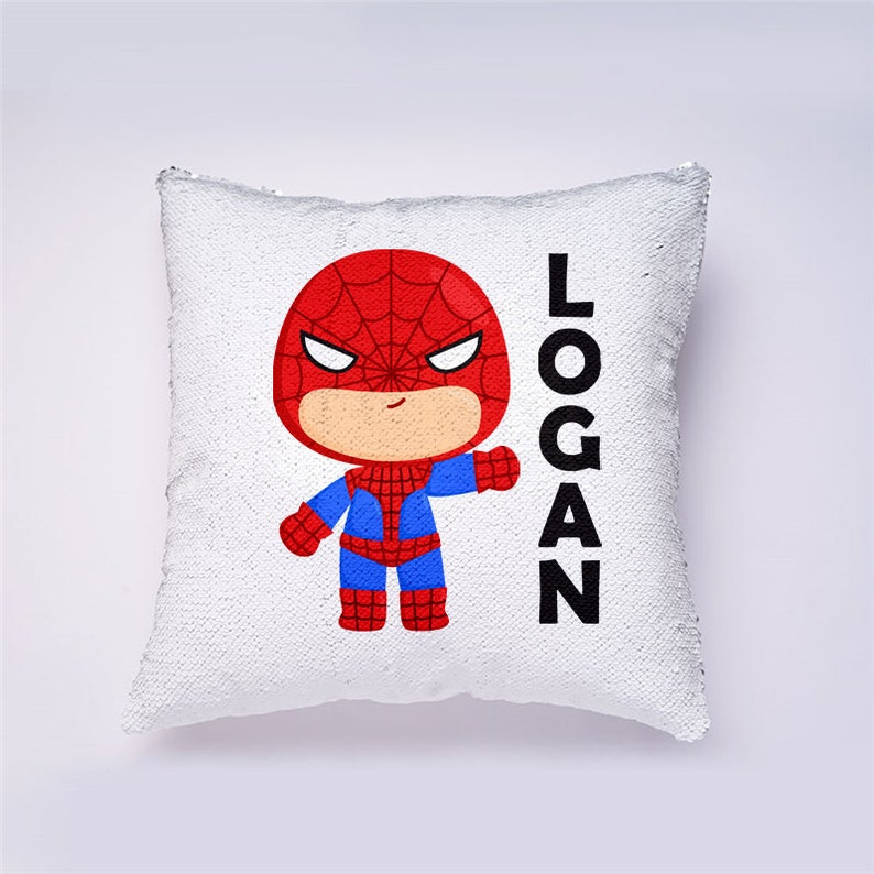 spiderman sequin pillow