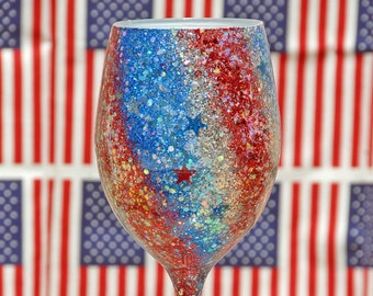 Patriotic Red White and Blue Stem or Stemless Drinkware