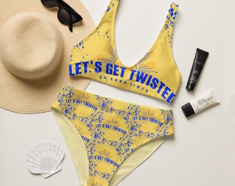 Twisted tea inspired high-waisted bikini, hard tea calls for fun times, alcohol swimwear