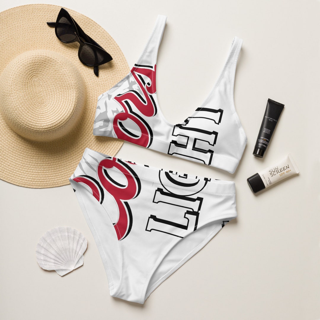 Coors Light Inspired Highwaisted Bikini Two Piece Beer Etsy