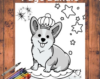 Corgi dog coloring pages 11 pg bundle