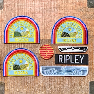 Alien Ellen Ripley Uniform USCSS Nostromo Coveralls Shirt Crew Set Patches Embroidered Iron On Sew On Patch Badge DIY Warrant Officer Prop