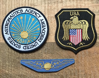 2001: A Space Odyssey Uniform Patch Complete Set David Bowman Embroidered Sew On Iron On Patch Badge DIY Costume - Demogorgon Patches - DP