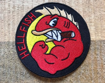 The Simpsons Flying Hellfish Grandpa Embroidered Sew On Iron On Patch Badge Parche Hell Fish DIY Costume - Demogorgon Patches - DP