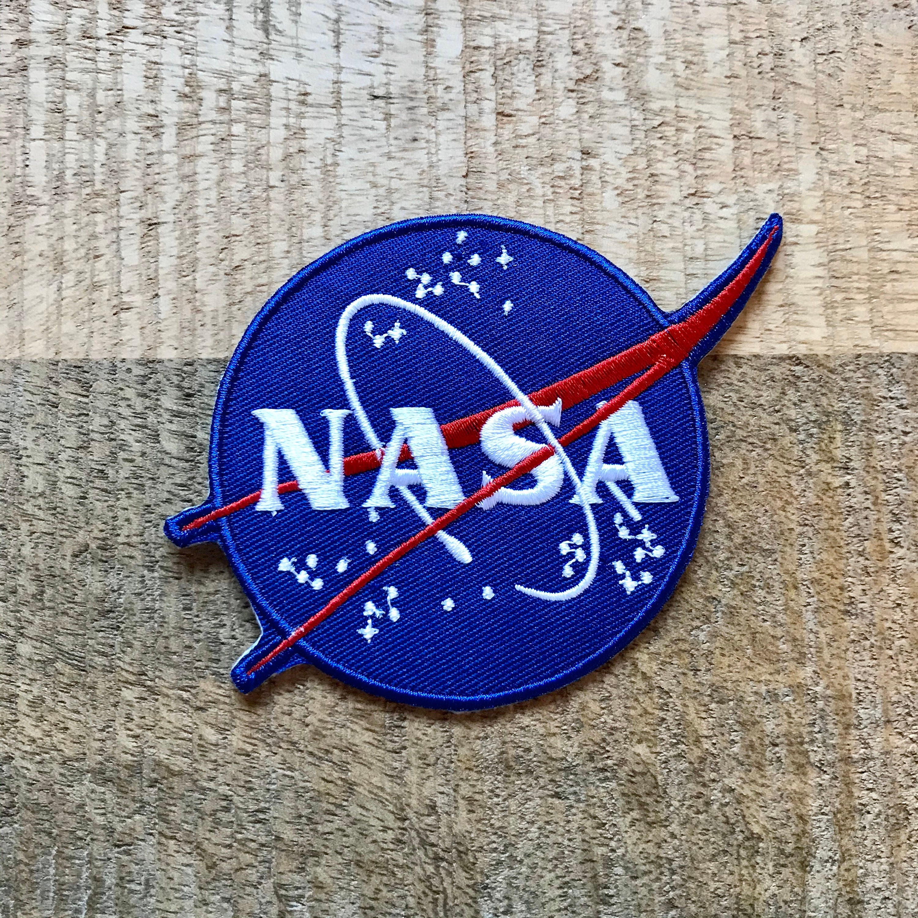 NASA Iron On Patch Embroidered Astronaut Fancy Dress T Shirt Black Sew On Badge 