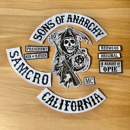 Sons of Anarchy Jax Teller Leather Vest Embroidered Patches Set