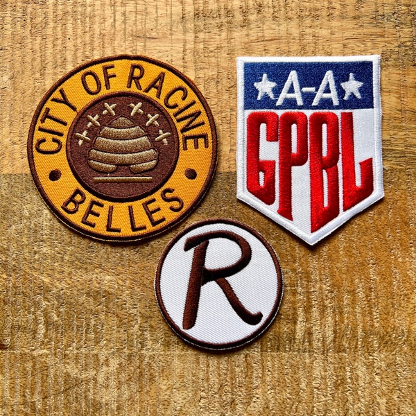 A League Of Their Own Racine Belles Patches Set Embroidered Iron On Sew Badge DIY Prop Jimmy Dugan Dottie Hinson All The Way Mae Wisconsin